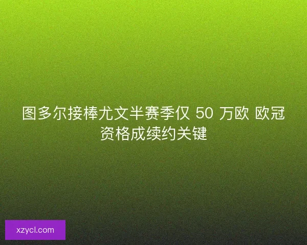 图多尔接棒尤文半赛季仅 50 万欧 欧冠资格成续约关键