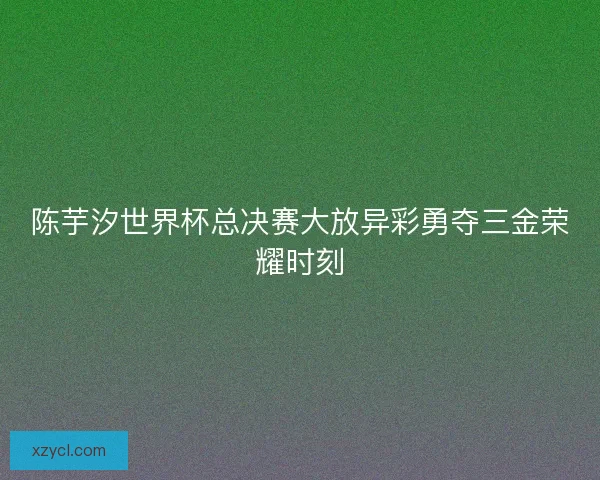 陈芋汐世界杯总决赛大放异彩勇夺三金荣耀时刻